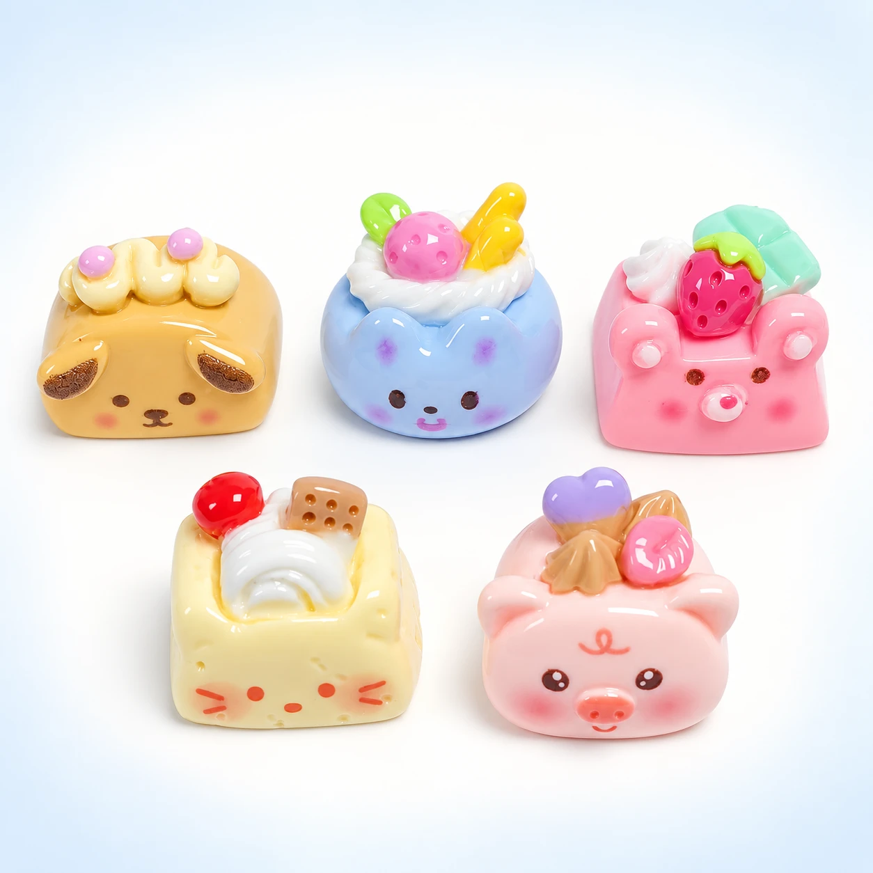 Animal Face Cake Resin Charms RW001867 on a clean light studio background