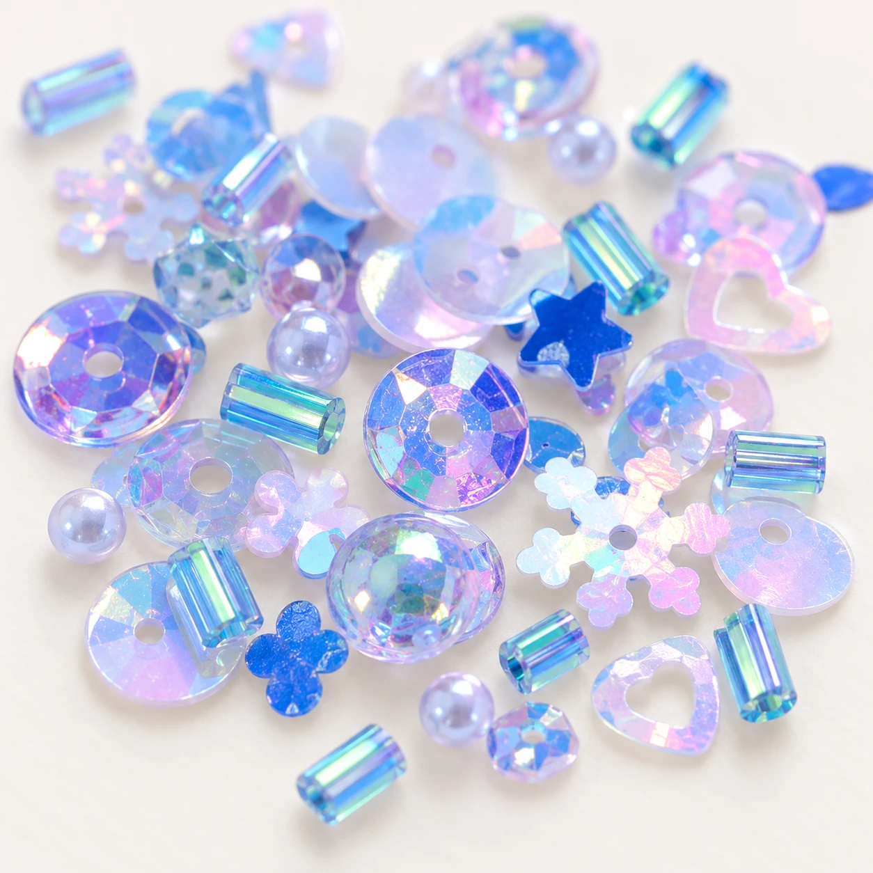 Blue Purple Iridescent Sequin Mix MA157 close-up showing the decorative shape and finish