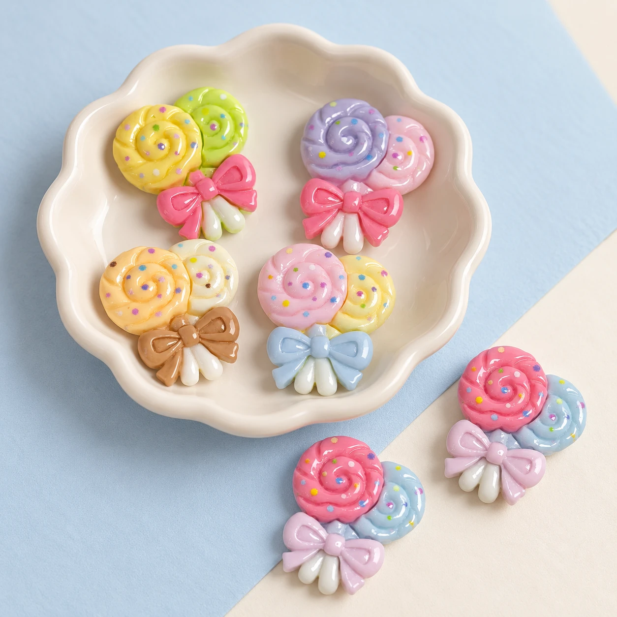 Bow Lollipop Resin Charms RW003564 displayed for assortment selection