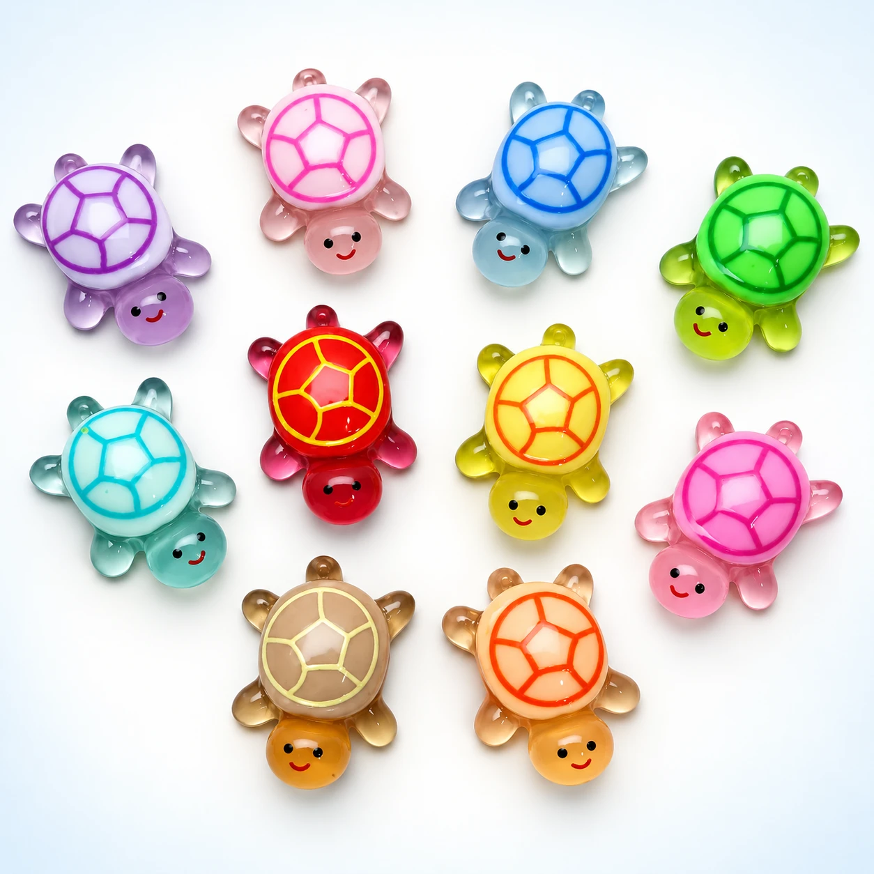 Colored Shell Turtle Resin Charms RW26057-1 on a clean light studio background