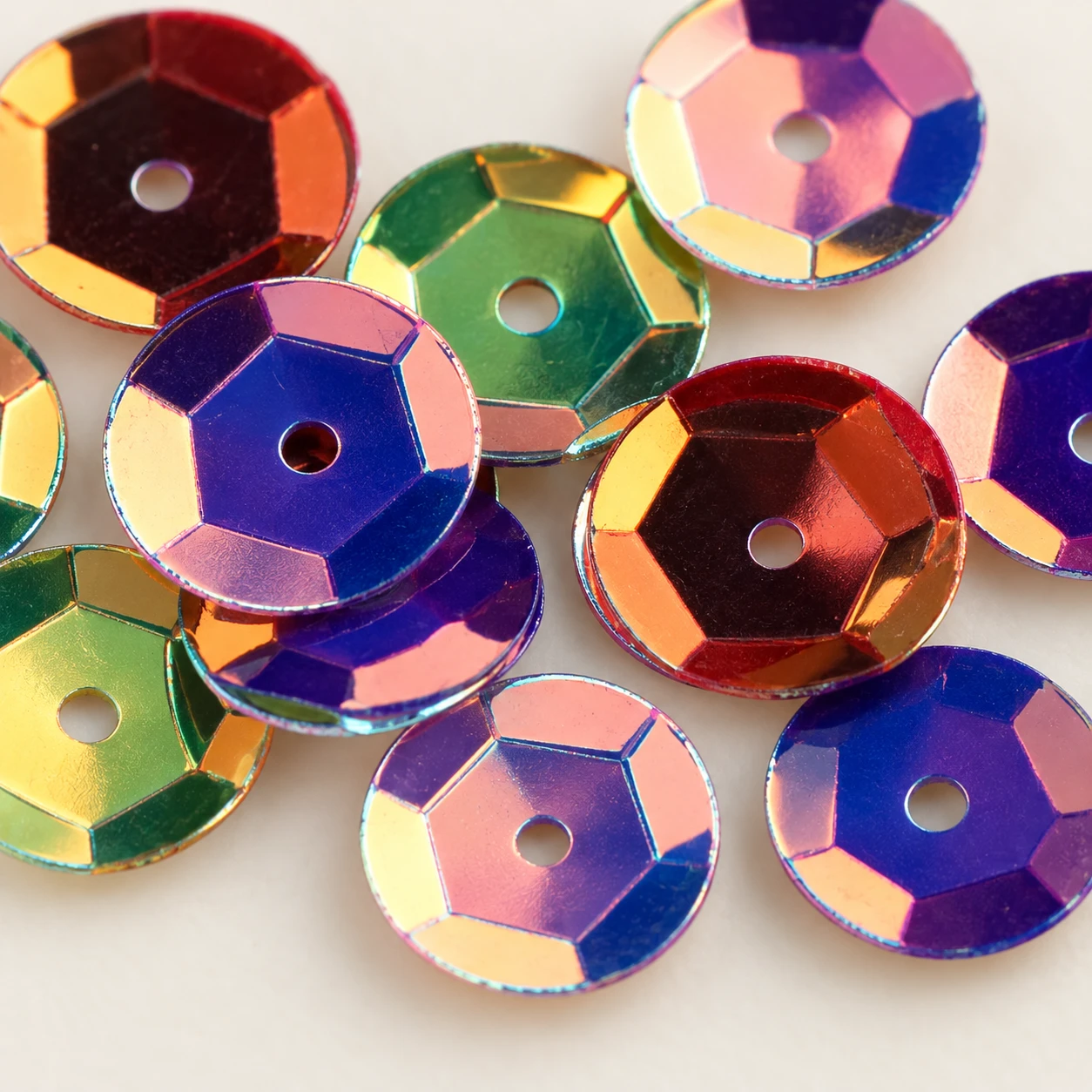 Cupped Round Metallic Sequins MA016 close-up showing the decorative shape and finish