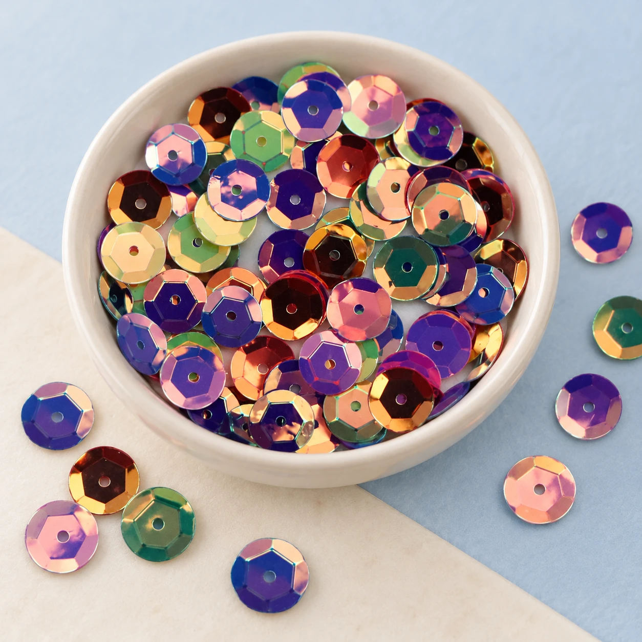 Cupped Round Metallic Sequins MA016 displayed for assortment selection