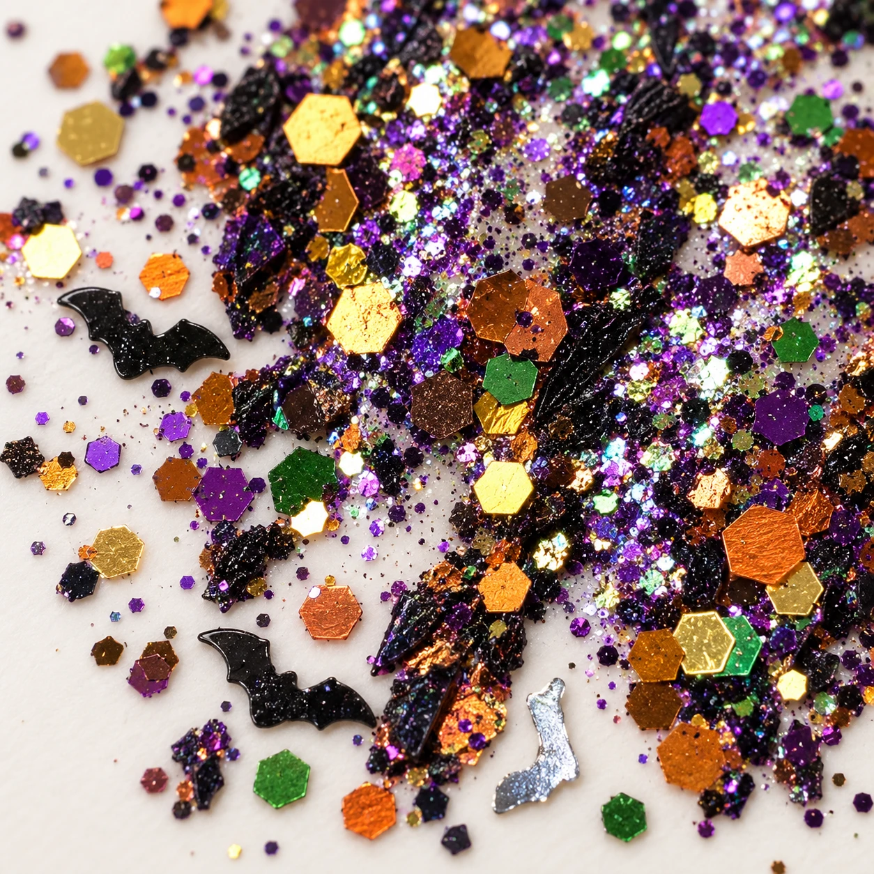 Dark Multicolor Chunky Glitter Mix MA170 close-up showing the decorative shape and finish