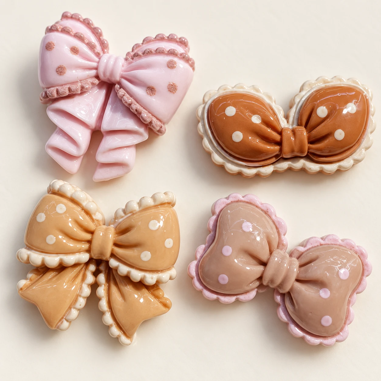 Decorative Bow Resin Cabochons RW003332 close-up showing the decorative shape and finish