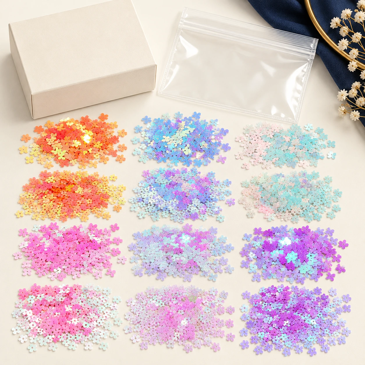 Flower Sequin Color Collection MA262 with illustrative private-label packaging