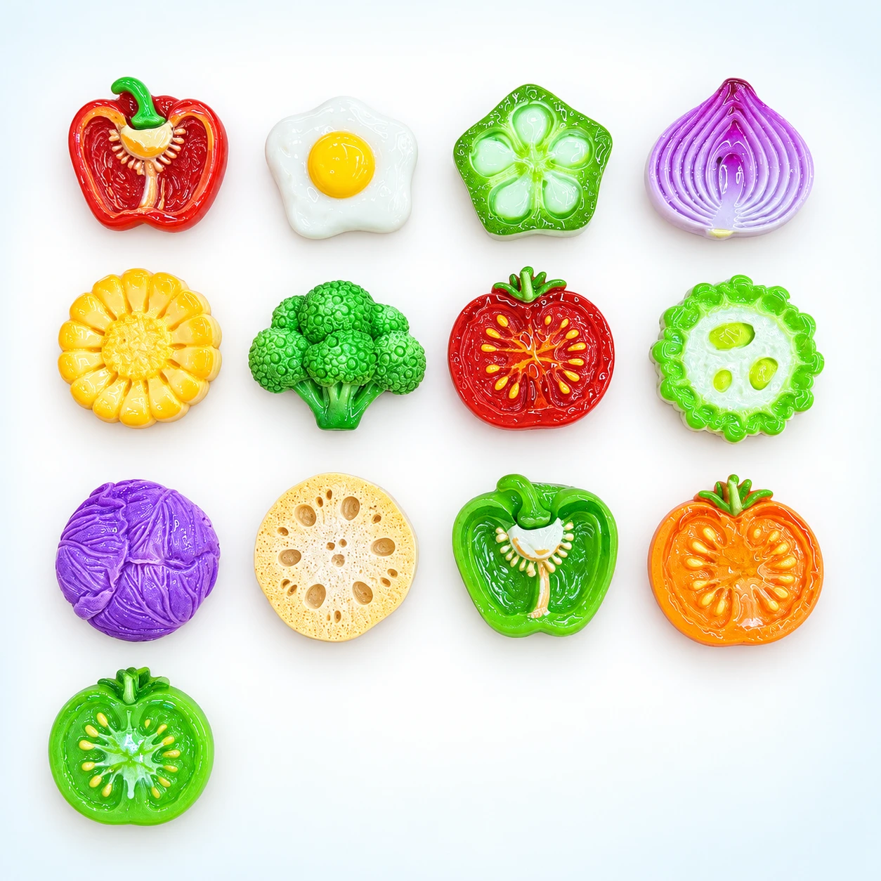 Fruit and Vegetable Slice Resin Assortment RW004682 on a clean light studio background