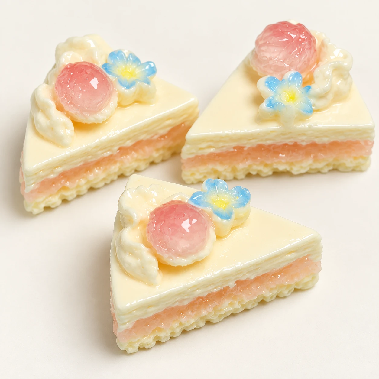 Fruit-Topped Triangle Cake Resin Charms RW002079 close-up showing the decorative shape and finish