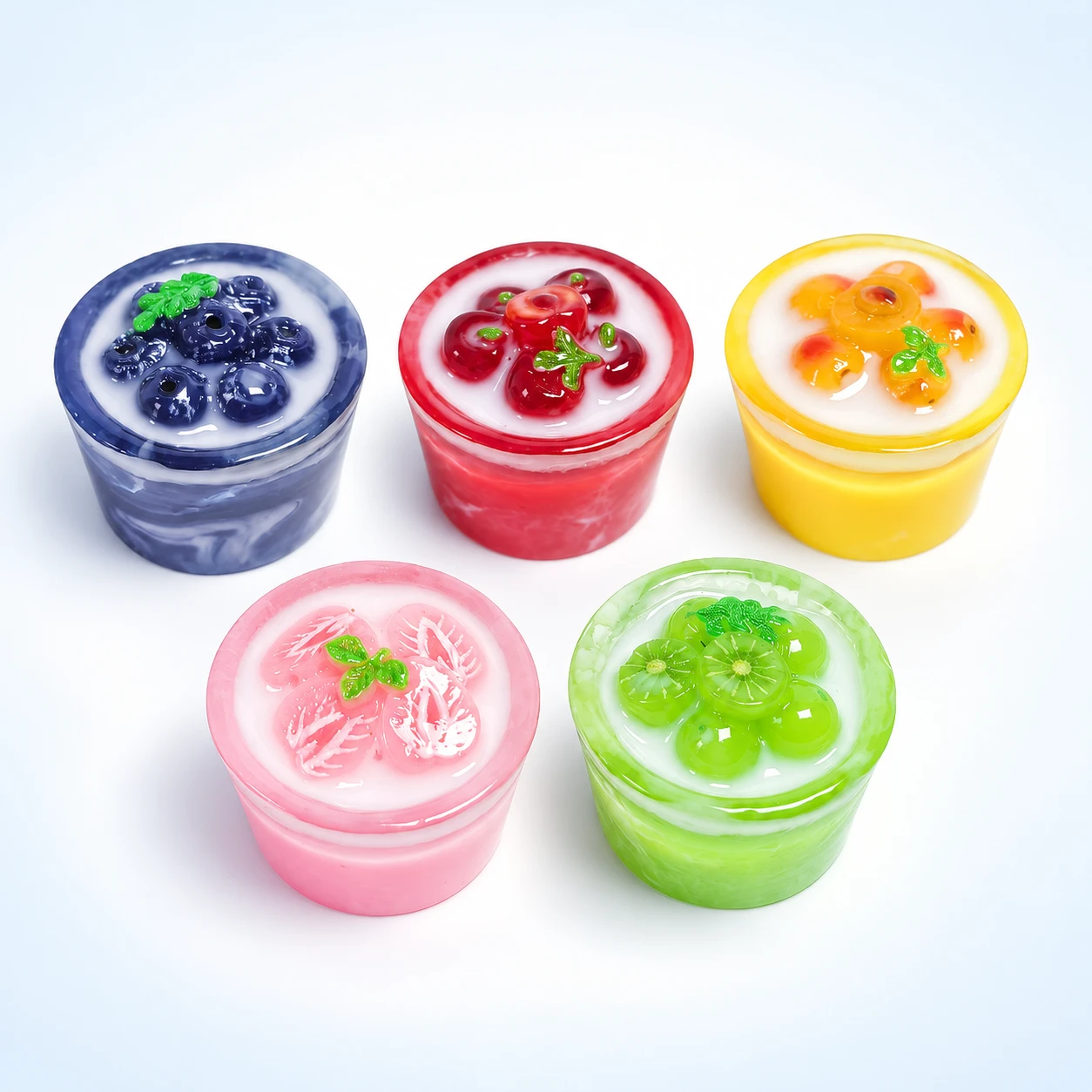 Fruit Yogurt Jar Resin Charms RW001872 on a clean light studio background
