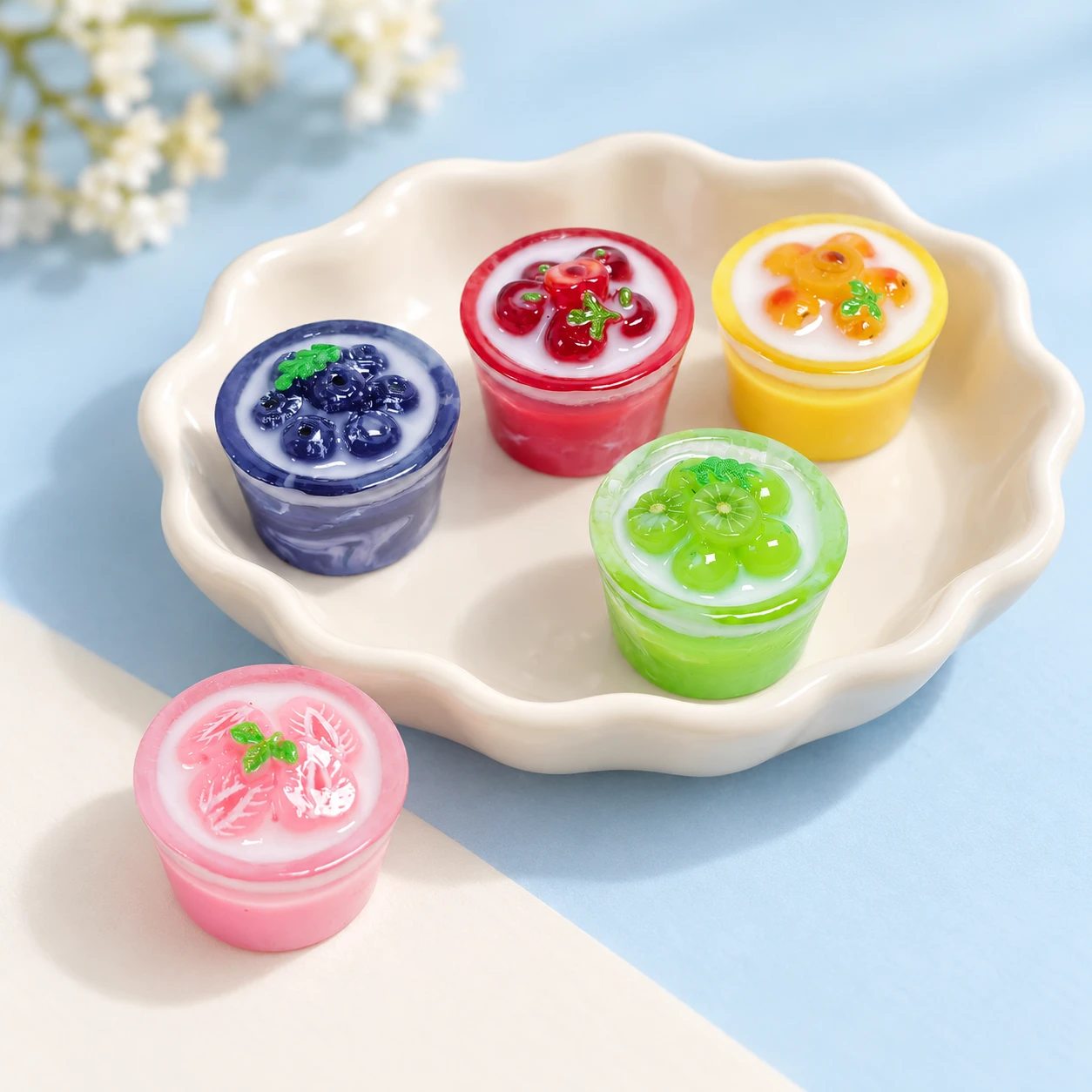Fruit Yogurt Jar Resin Charms RW001872 displayed for assortment selection