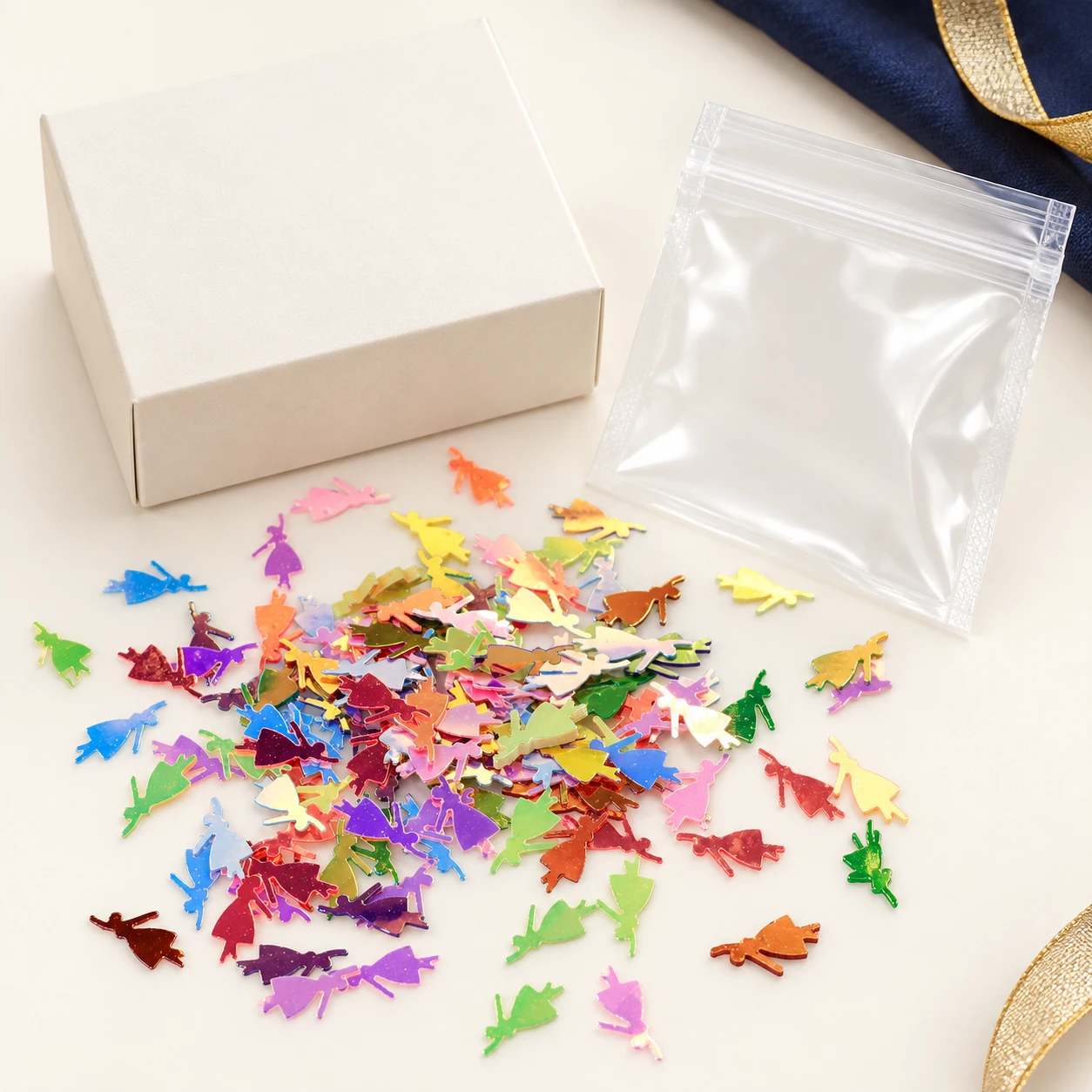 Iridescent Dancer Silhouette Sequins MA053 with illustrative private-label packaging