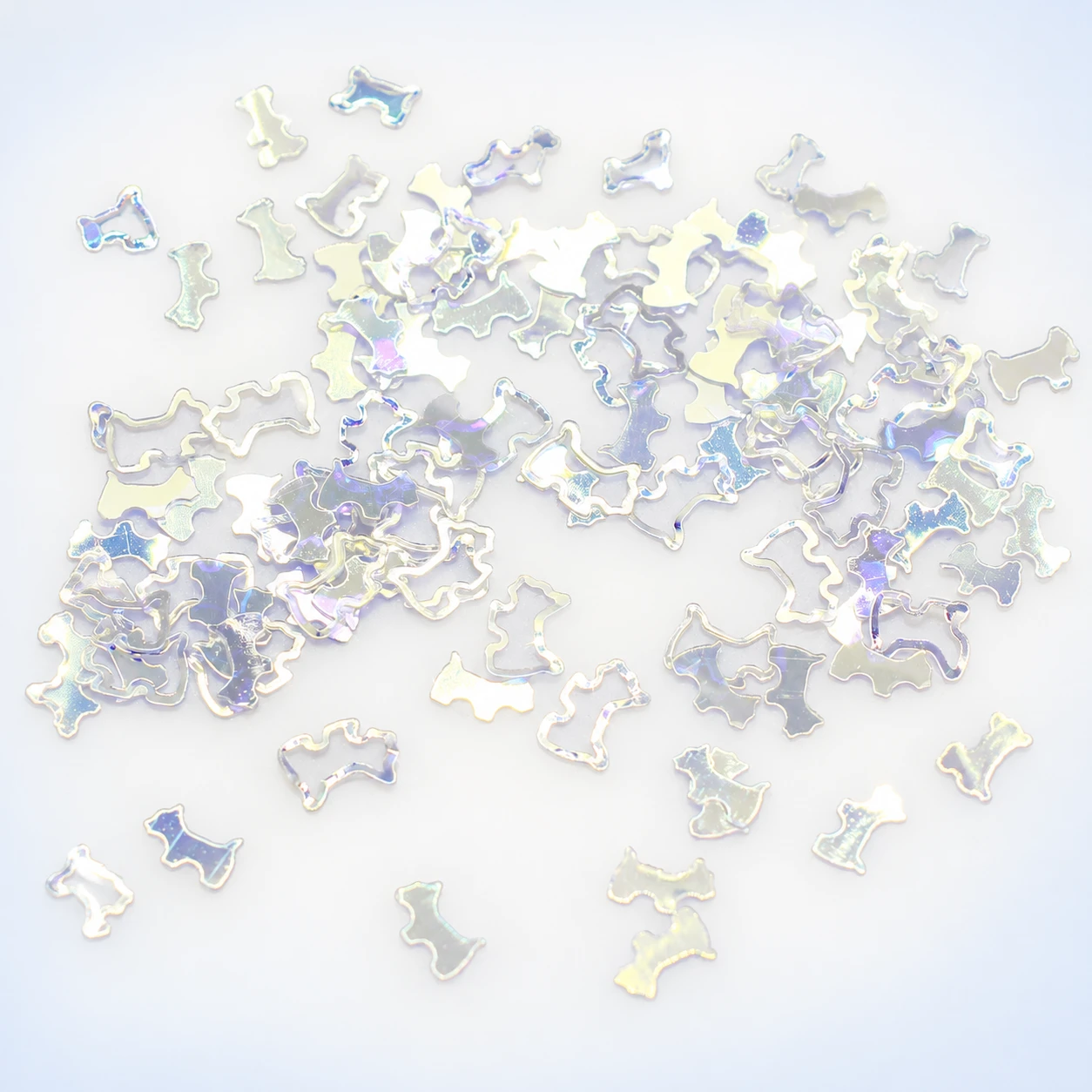 Iridescent Dog Silhouette Sequins MA080 on a clean light studio background