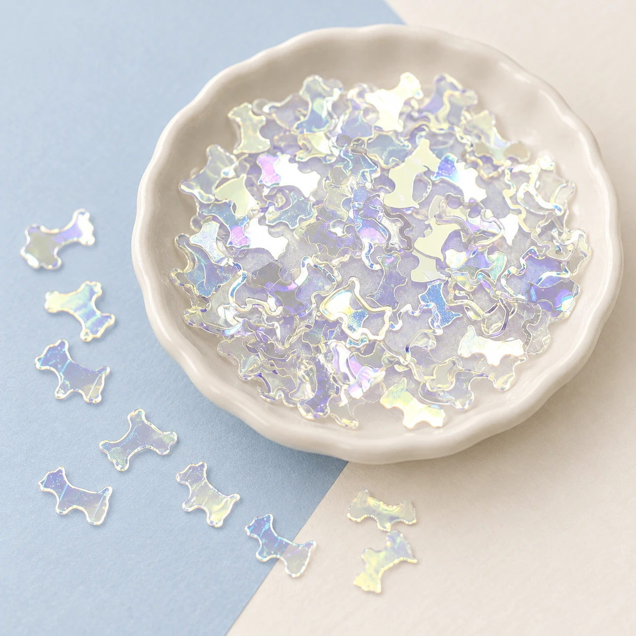 Iridescent Dog Silhouette Sequins MA080 displayed for assortment selection