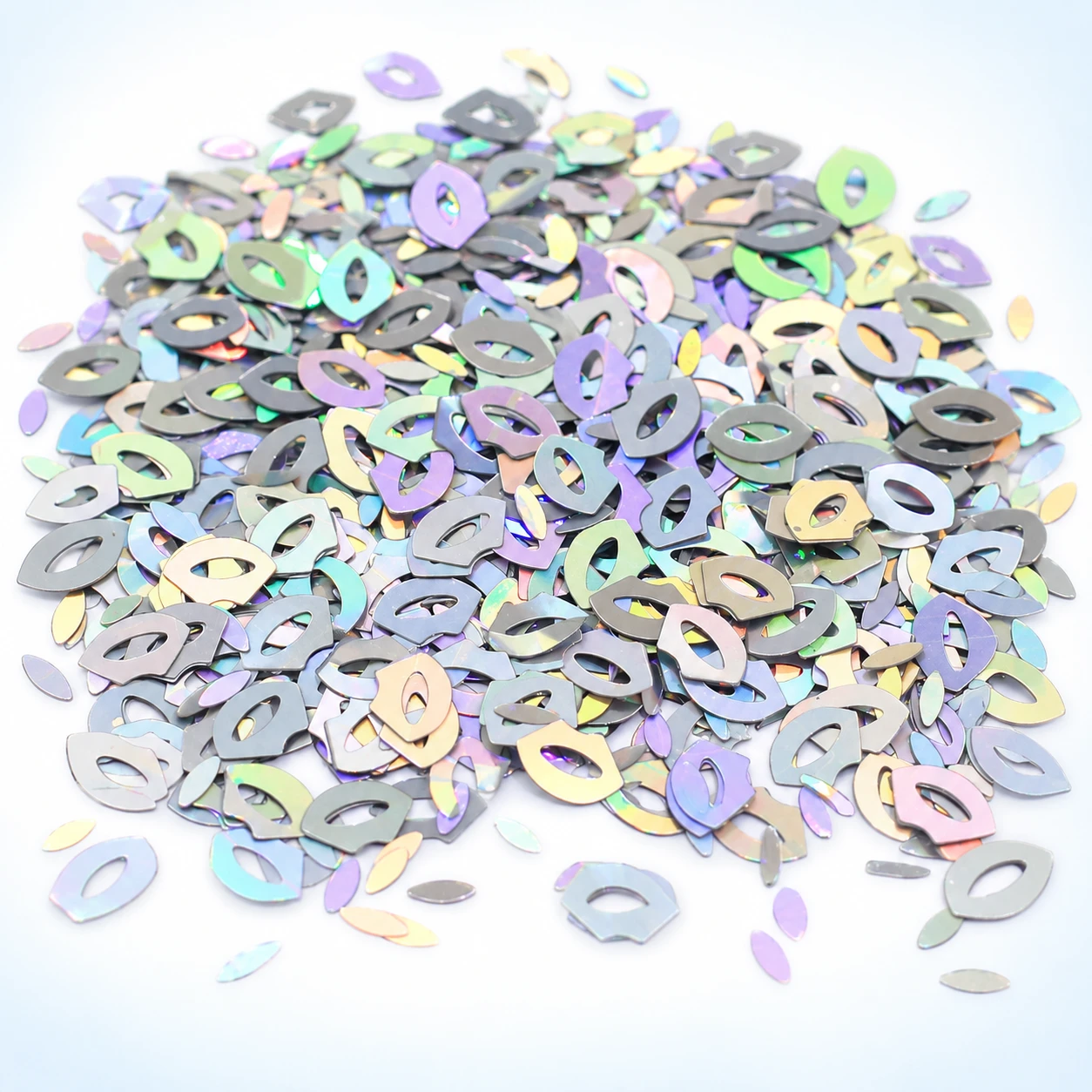 Iridescent Hollow Lip Sequins MA102 on a clean light studio background