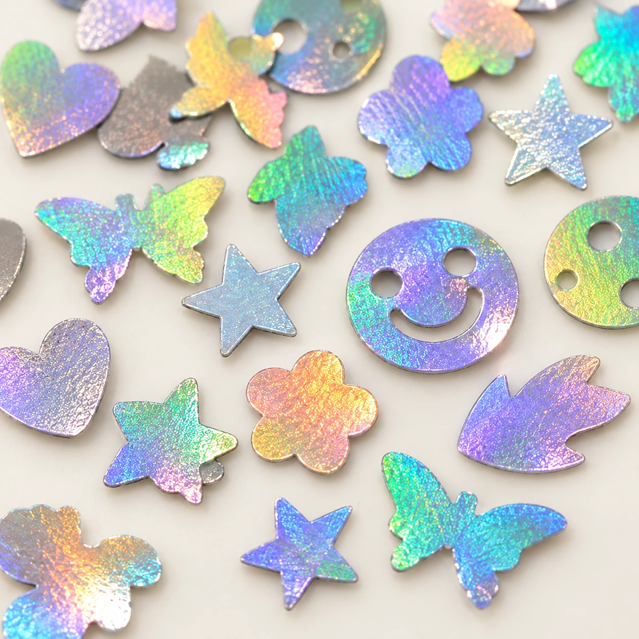Iridescent Mixed Shape Sequins MA085 close-up showing the decorative shape and finish