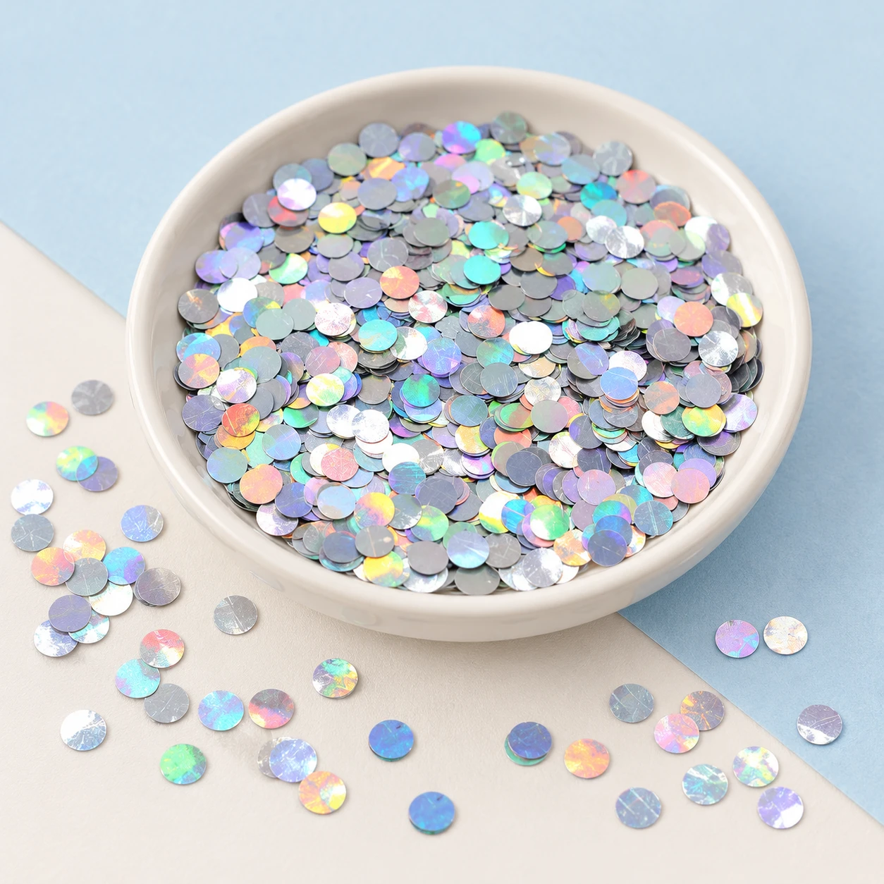 Iridescent Round Disc Sequins MA111 displayed for assortment selection