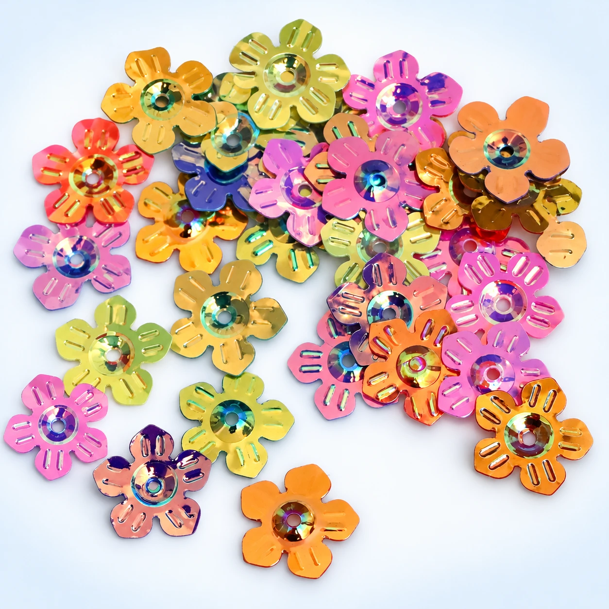 Large Metallic Flower Sequins MA015 on a clean light studio background