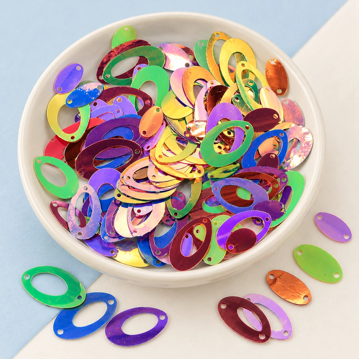 Metallic Hollow Oval Sequins MA052 displayed for assortment selection
