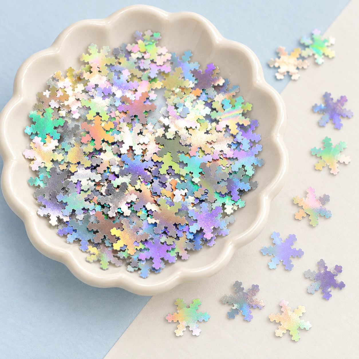 Mini Iridescent Snowflake Sequins MA073 displayed for assortment selection