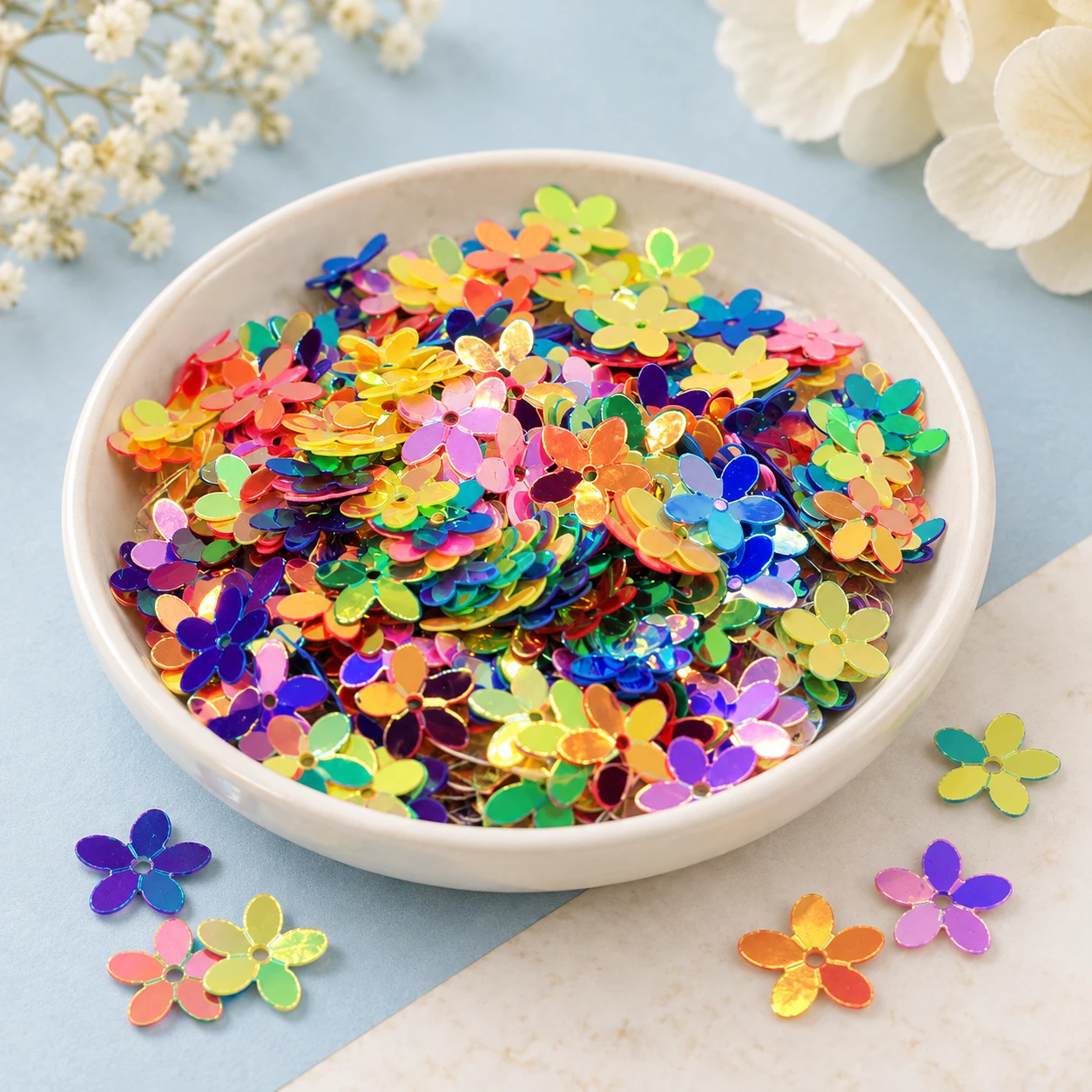 Mixed Flower Confetti Sequins MA025 displayed for assortment selection