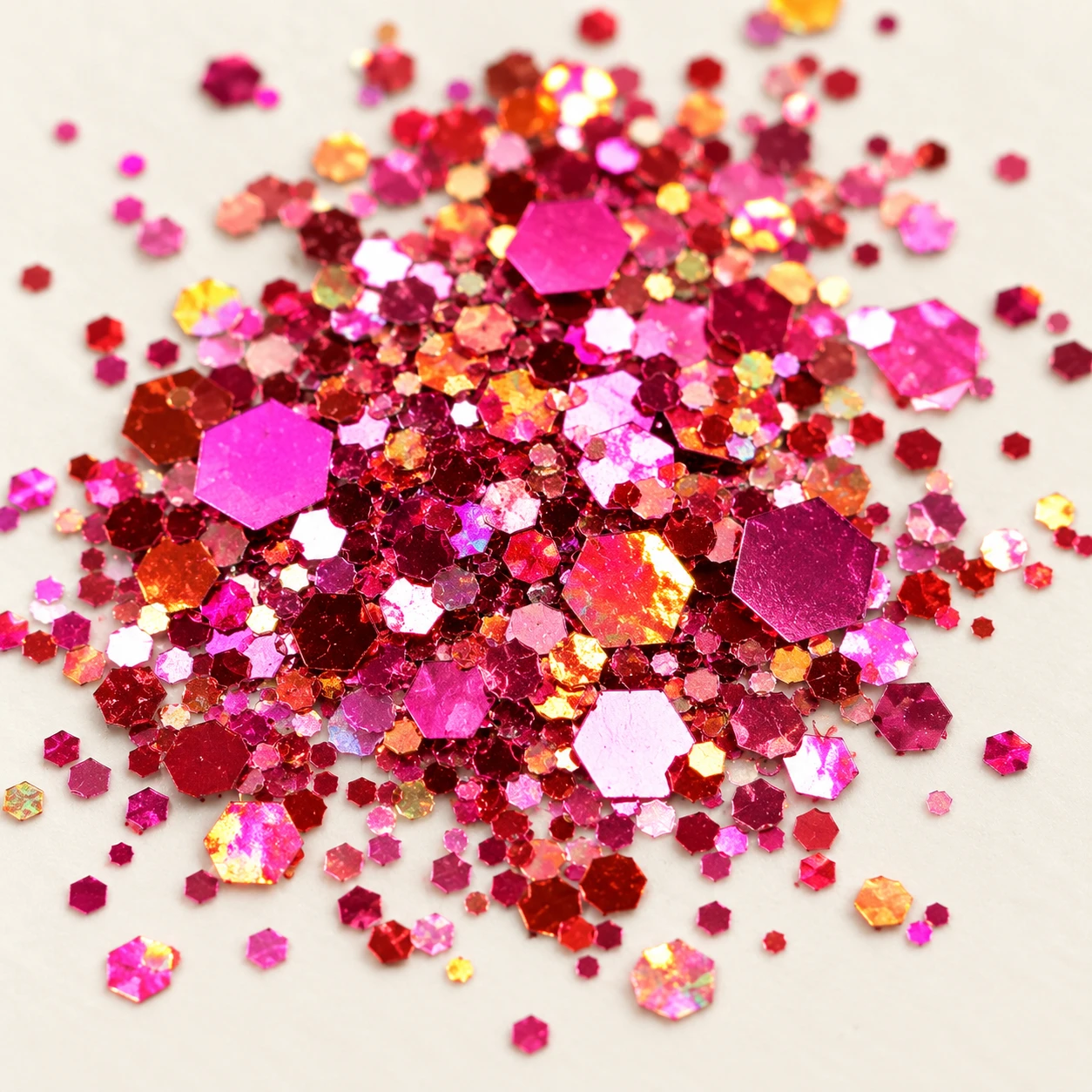 Mixed-Size Hexagon Glitter Color Collection MA168 close-up showing the decorative shape and finish