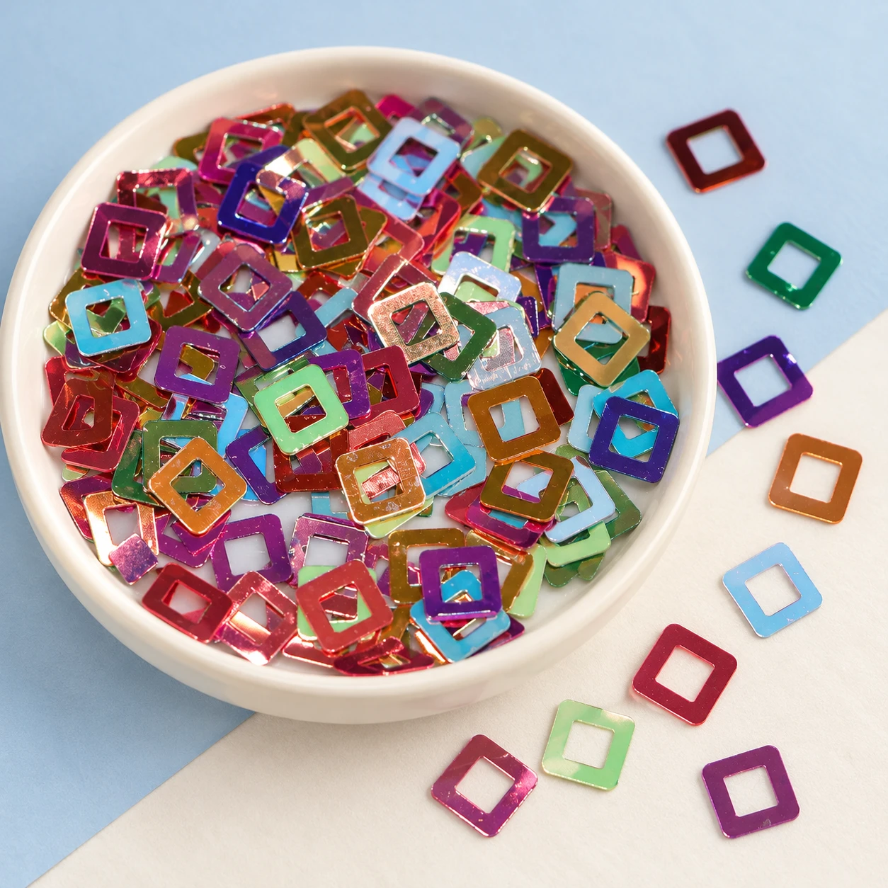 Multicolor Hollow Square Sequins MA009 displayed for assortment selection
