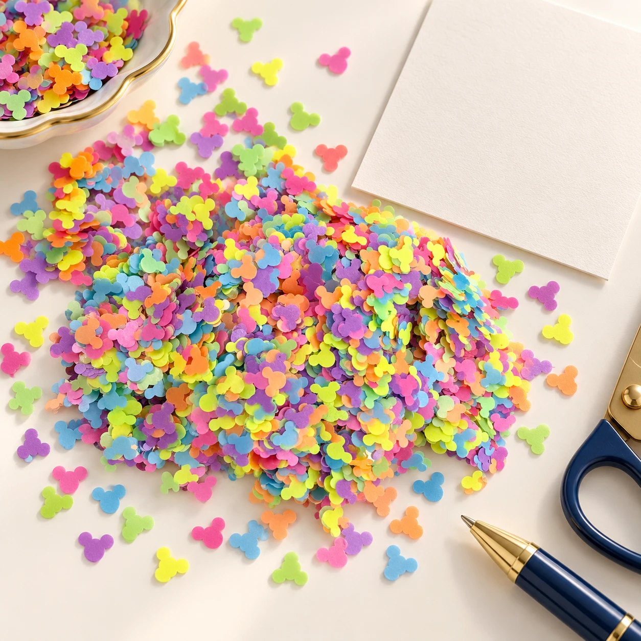 Multicolor Round-Ear Silhouette Confetti MA304 in an illustrative craft workspace