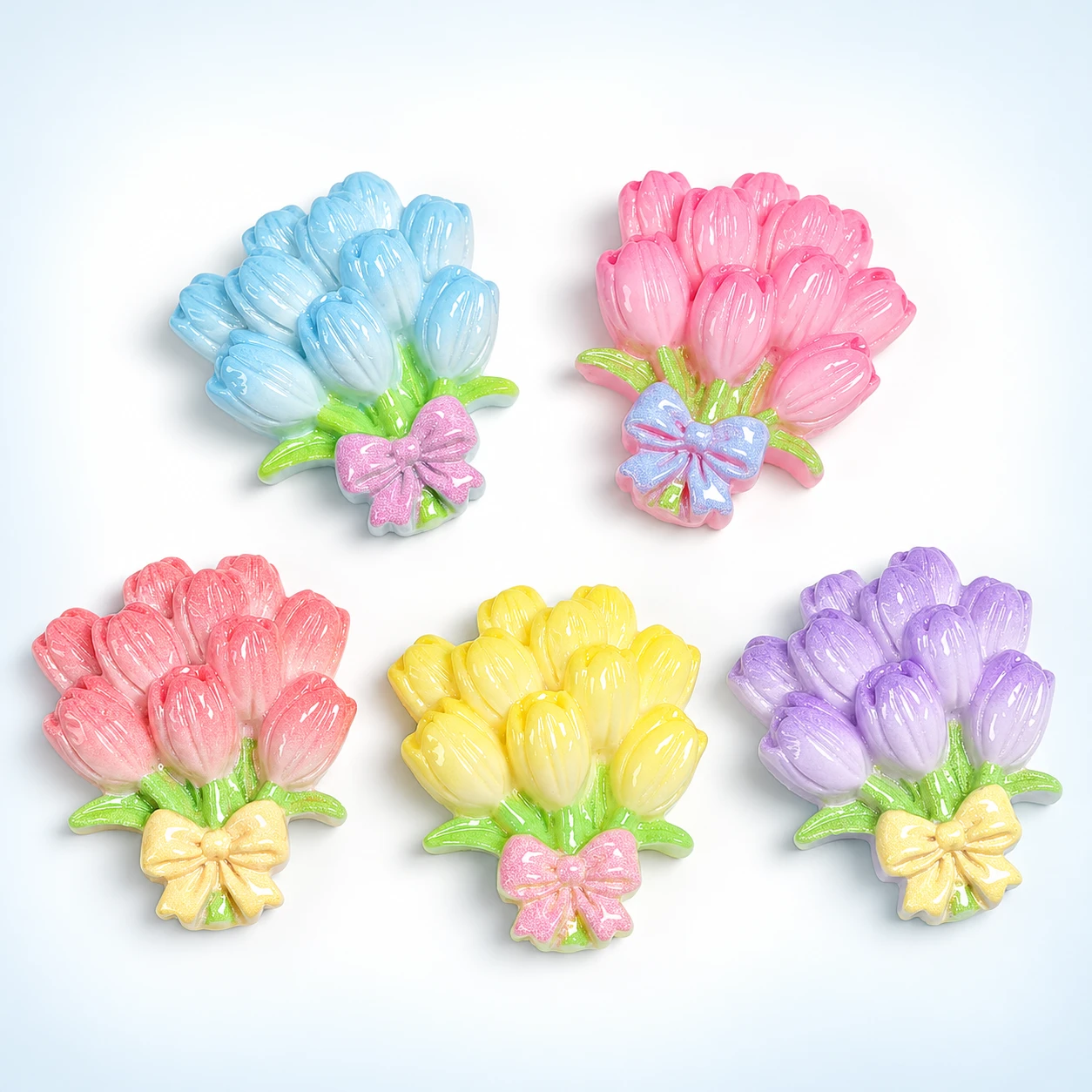 Pastel Bouquet Resin Charms RW002650 on a clean light studio background