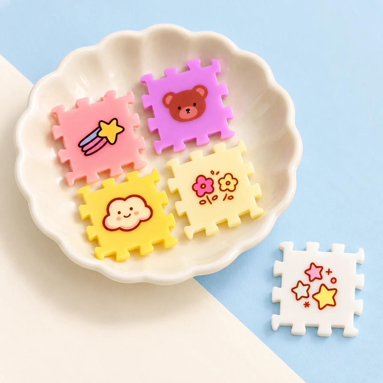 Pastel Puzzle Tile Acrylic Charms RW001859 displayed for assortment selection