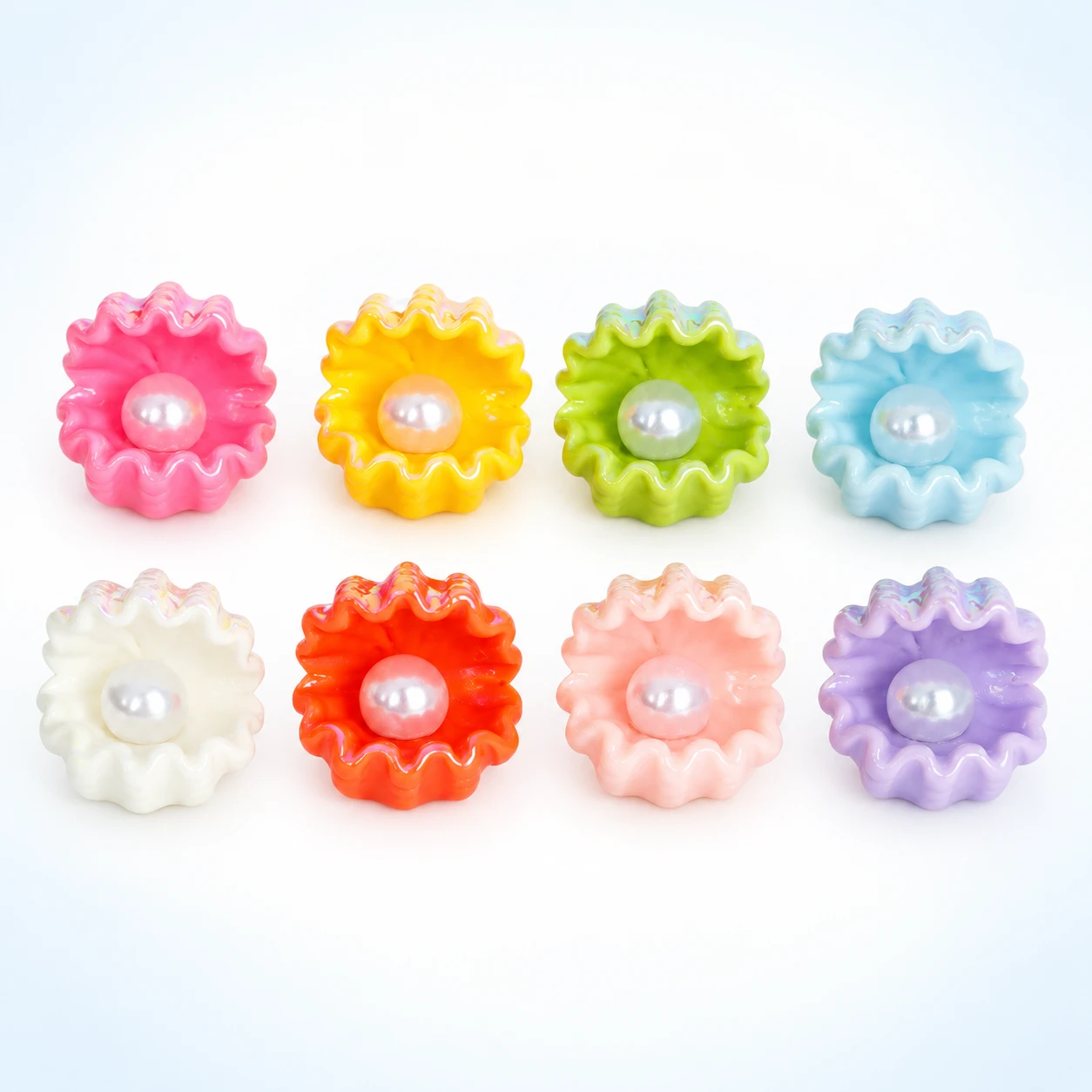 Pearl-Center Ruffled Flower Resin Charms RW0021224 on a clean light studio background
