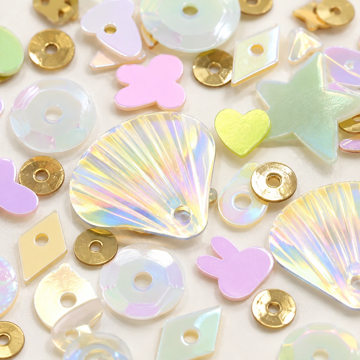Pearlescent Decorative Sequin Assortment MA106 close-up showing the decorative shape and finish