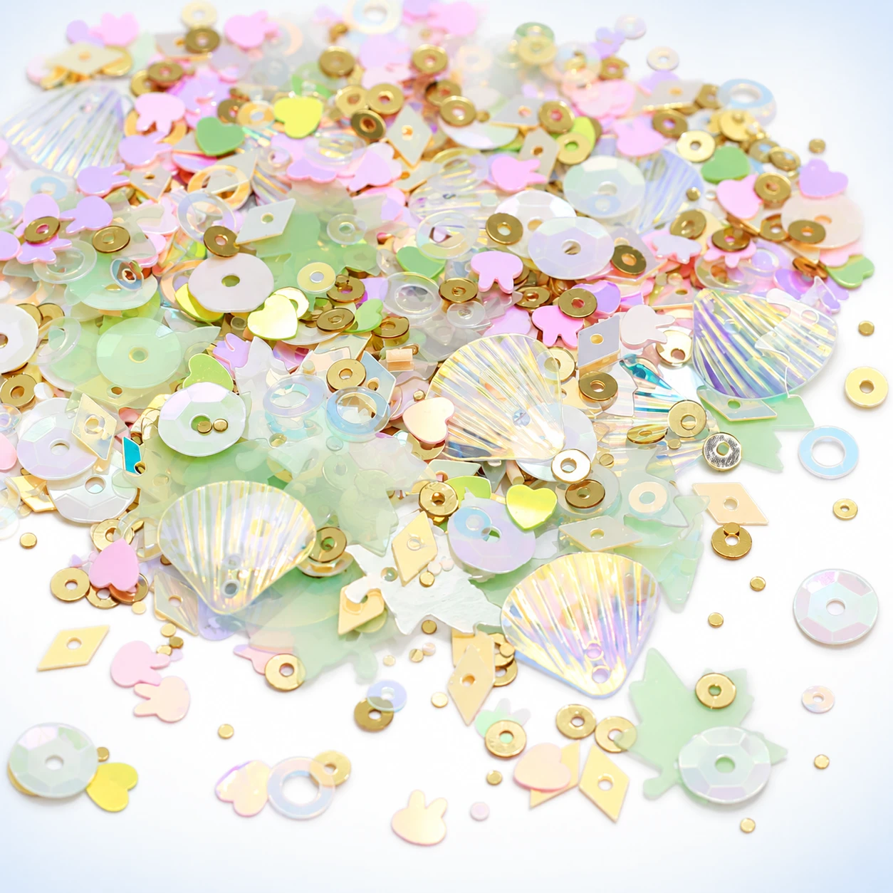 Pearlescent Decorative Sequin Assortment MA106 on a clean light studio background