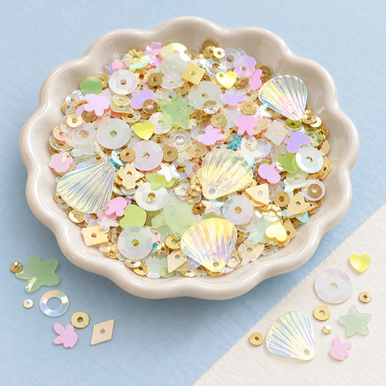 Pearlescent Decorative Sequin Assortment MA106 displayed for assortment selection
