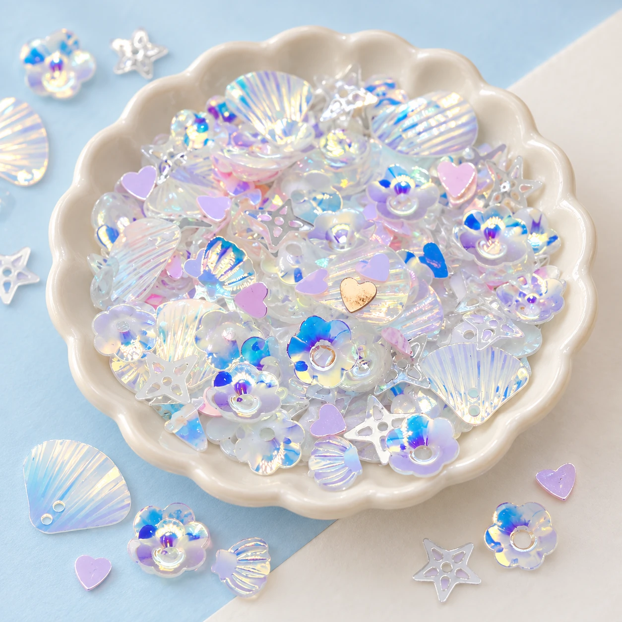 Pearlescent Shell and Disc Sequin Mix MA094 displayed for assortment selection