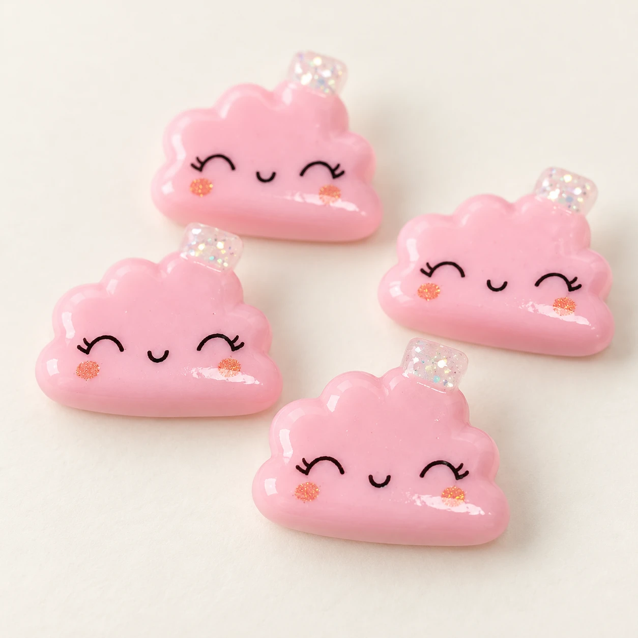 Pink Smiling Cloud Resin Charms RW001862 close-up showing the decorative shape and finish