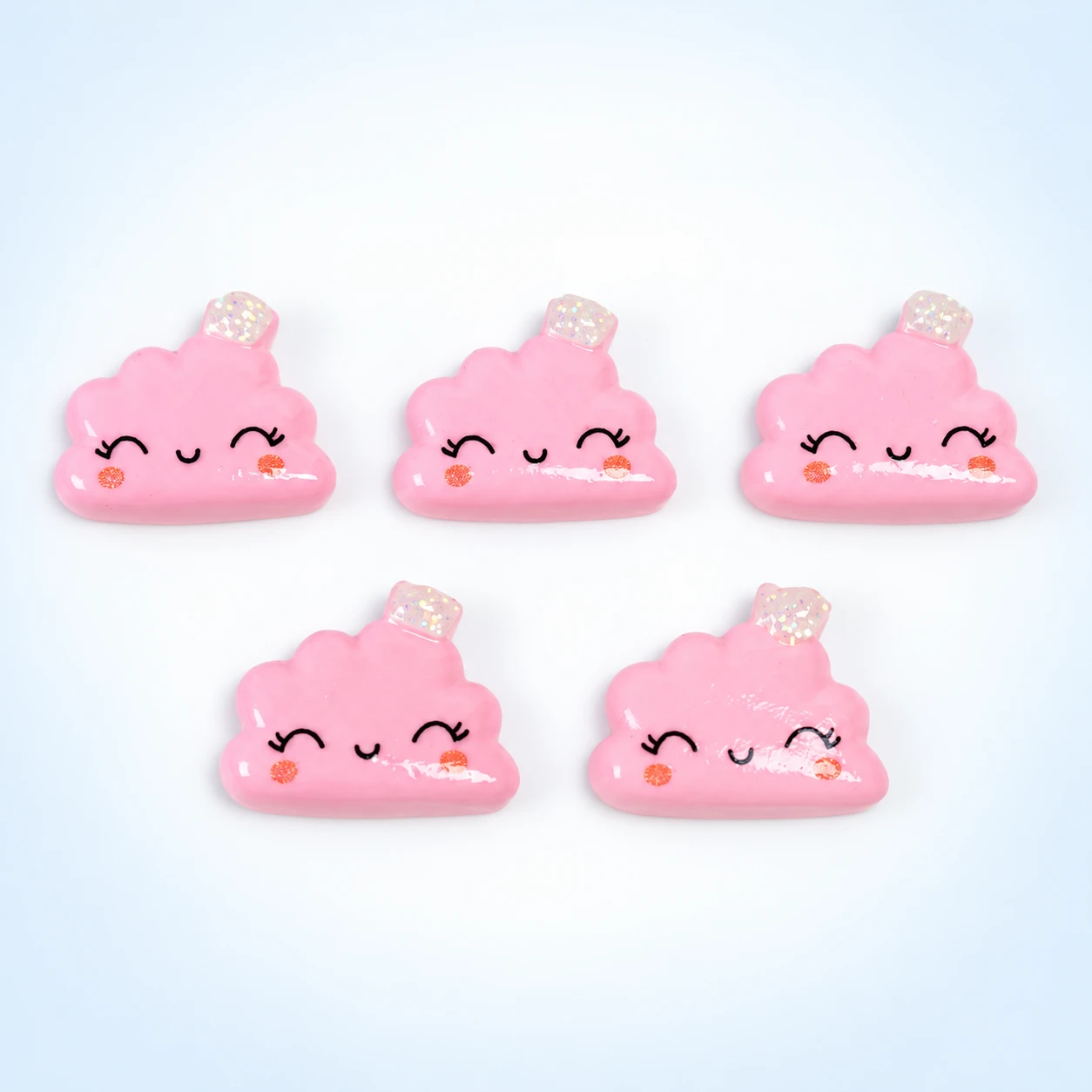 Pink Smiling Cloud Resin Charms RW001862 on a clean light studio background