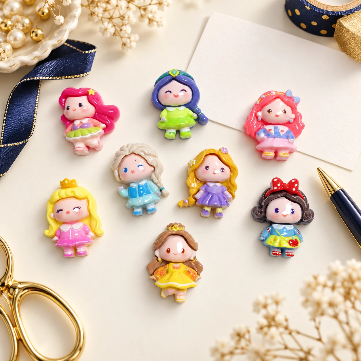 Princess Figure Decorative Charms RW00748 in an illustrative craft workspace