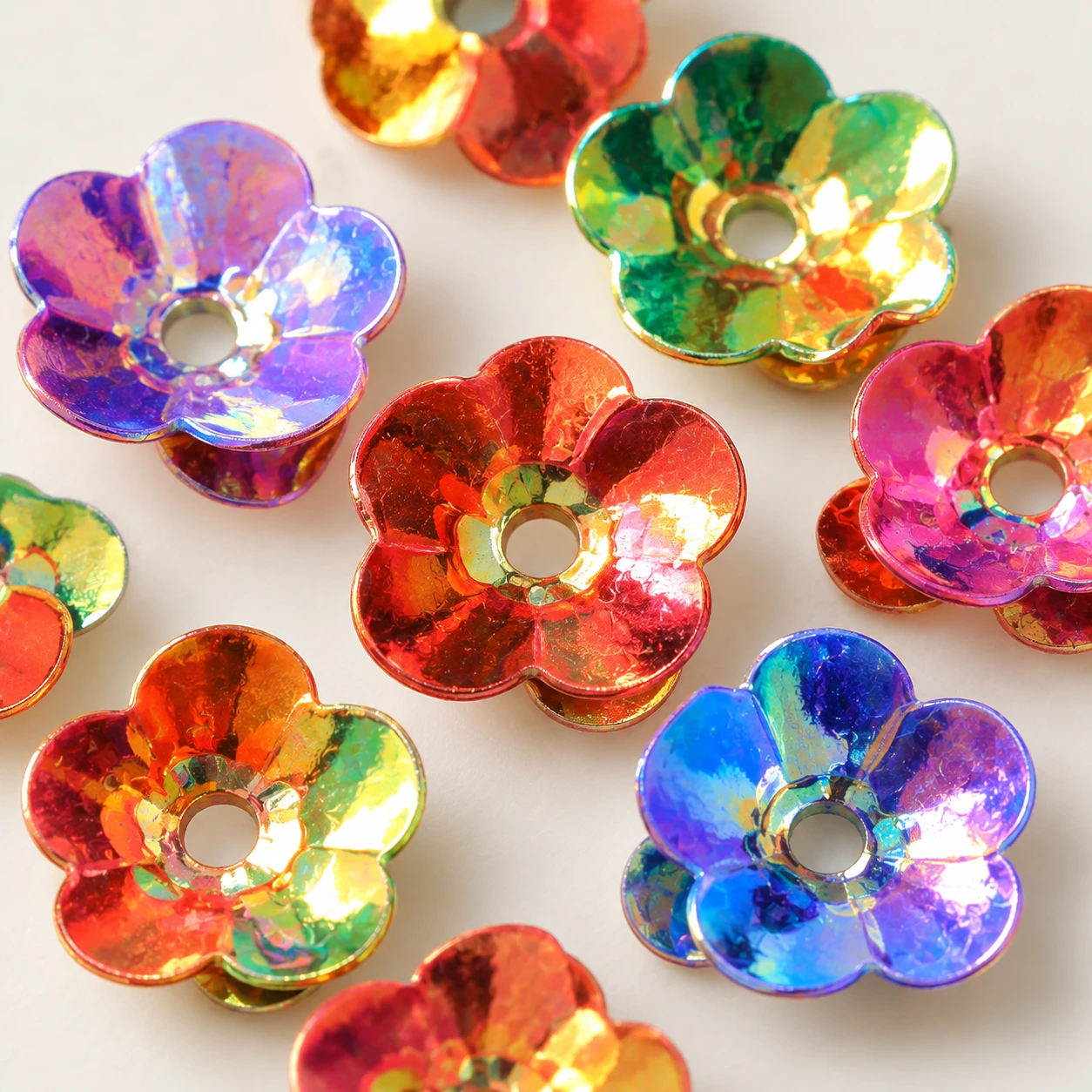 PVC Flower Cup Sequins MA023 close-up showing the decorative shape and finish