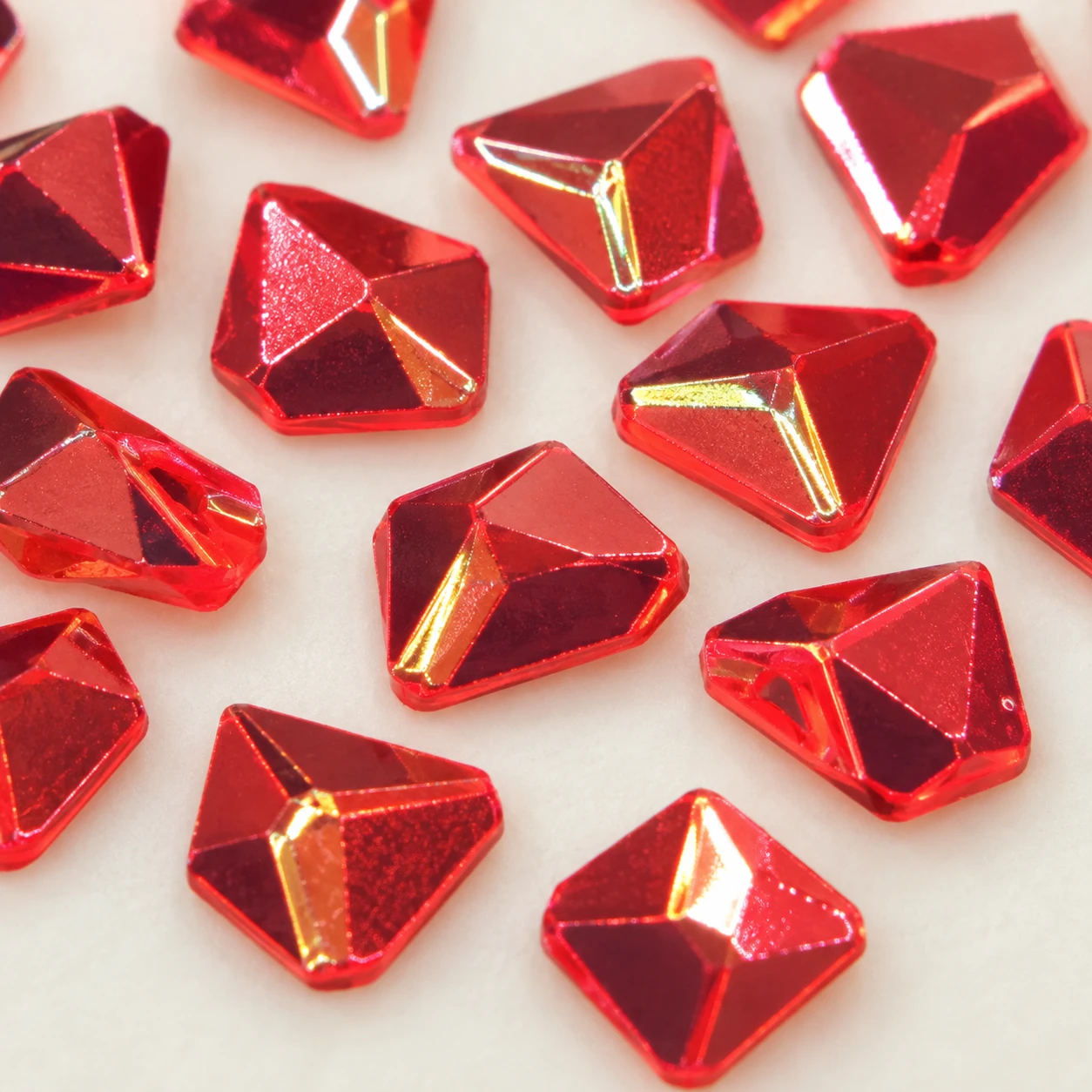 Red Faceted Diamond Sequins MA008 close-up showing the decorative shape and finish