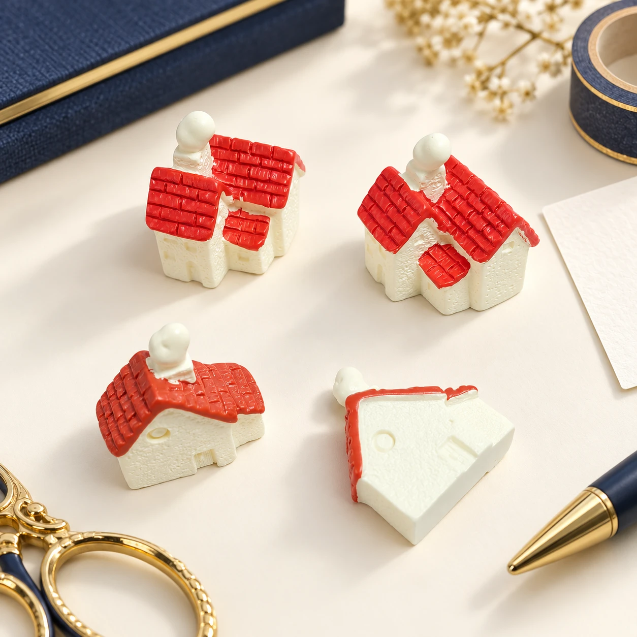 Red-Roof House Resin Miniatures RW001822 in an illustrative craft workspace