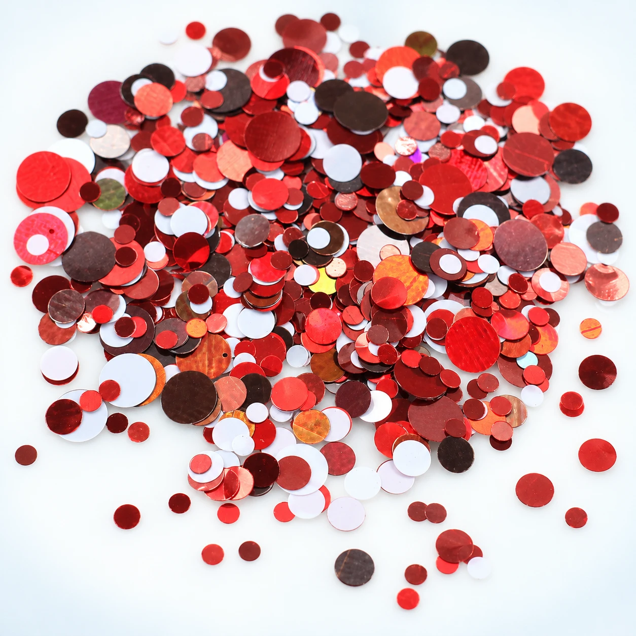 Red White Black Round Confetti Mix MA041 on a clean light studio background