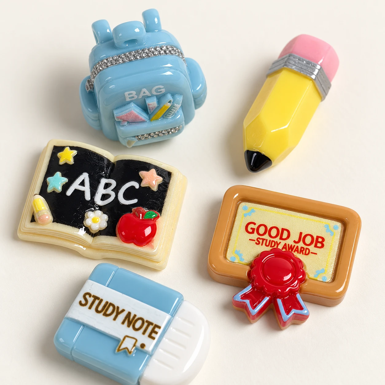 School Stationery Resin Charms RW003559 close-up showing the decorative shape and finish