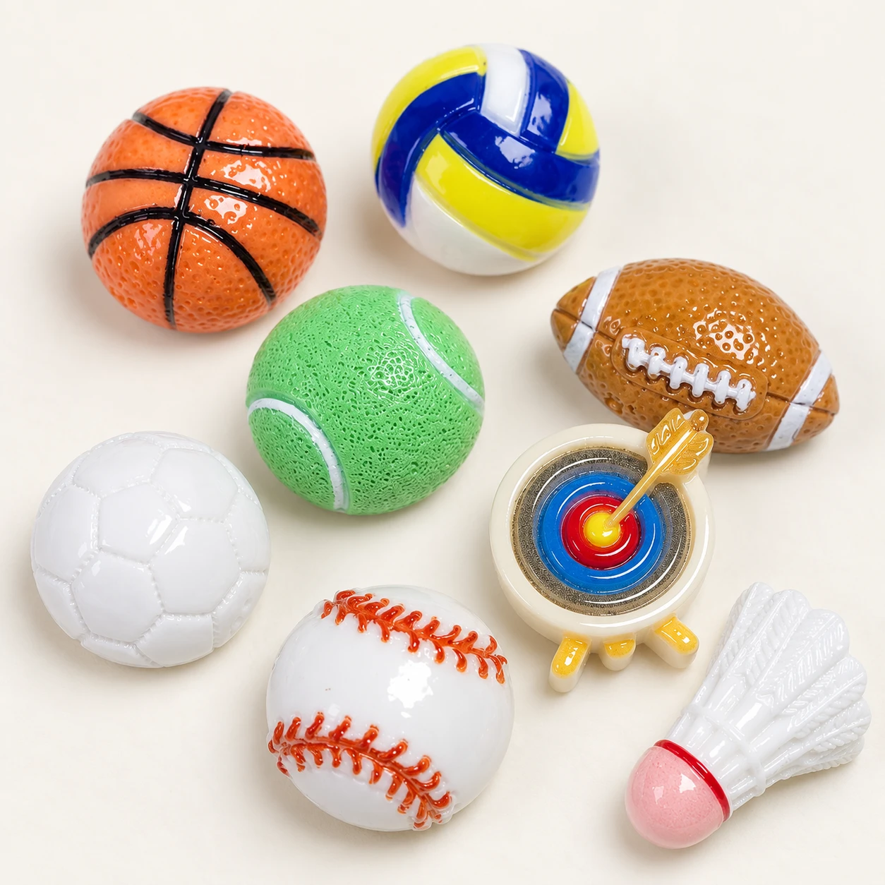 Sports Ball and Equipment Resin Charms RW002640 close-up showing the decorative shape and finish