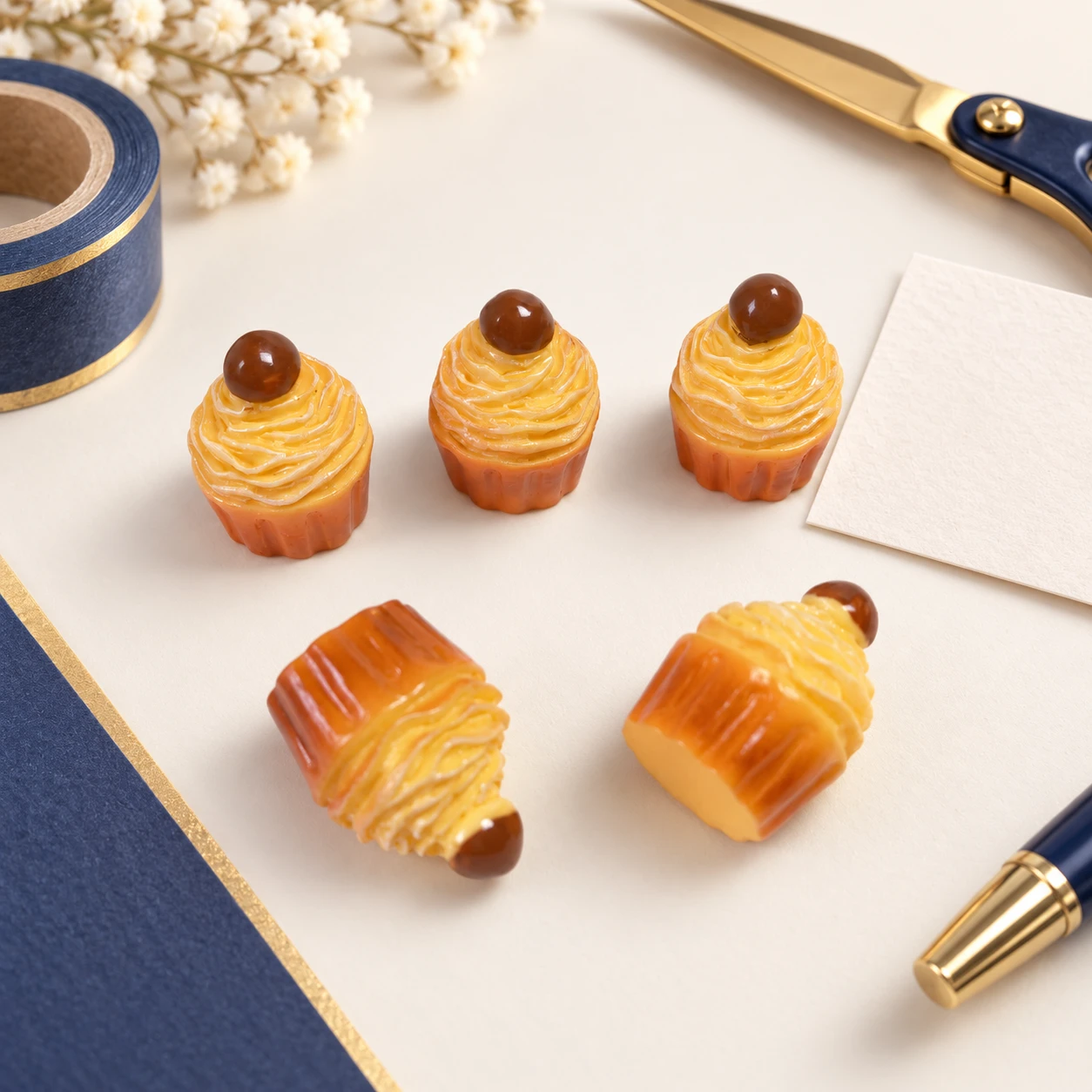 Swirled Pastry Resin Charms RW001989 in an illustrative craft workspace