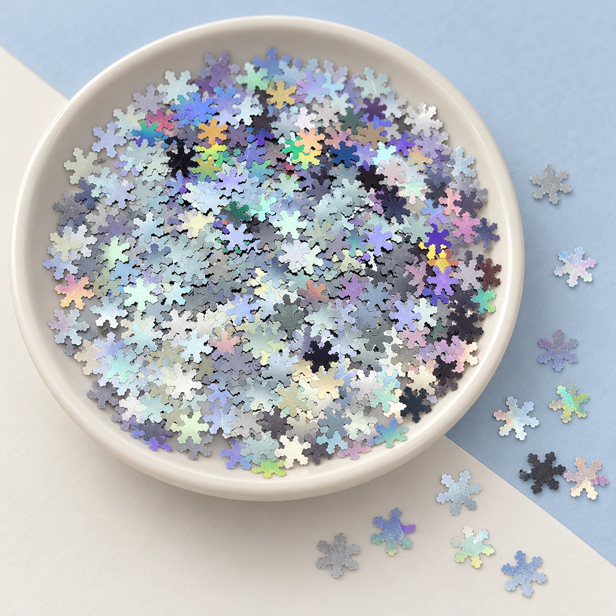 Ultrathin Iridescent Snowflake Sequins MA282 displayed for assortment selection