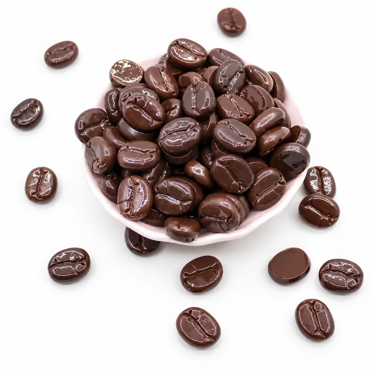 Detail visualization of mini coffee bean resin charms, RW404