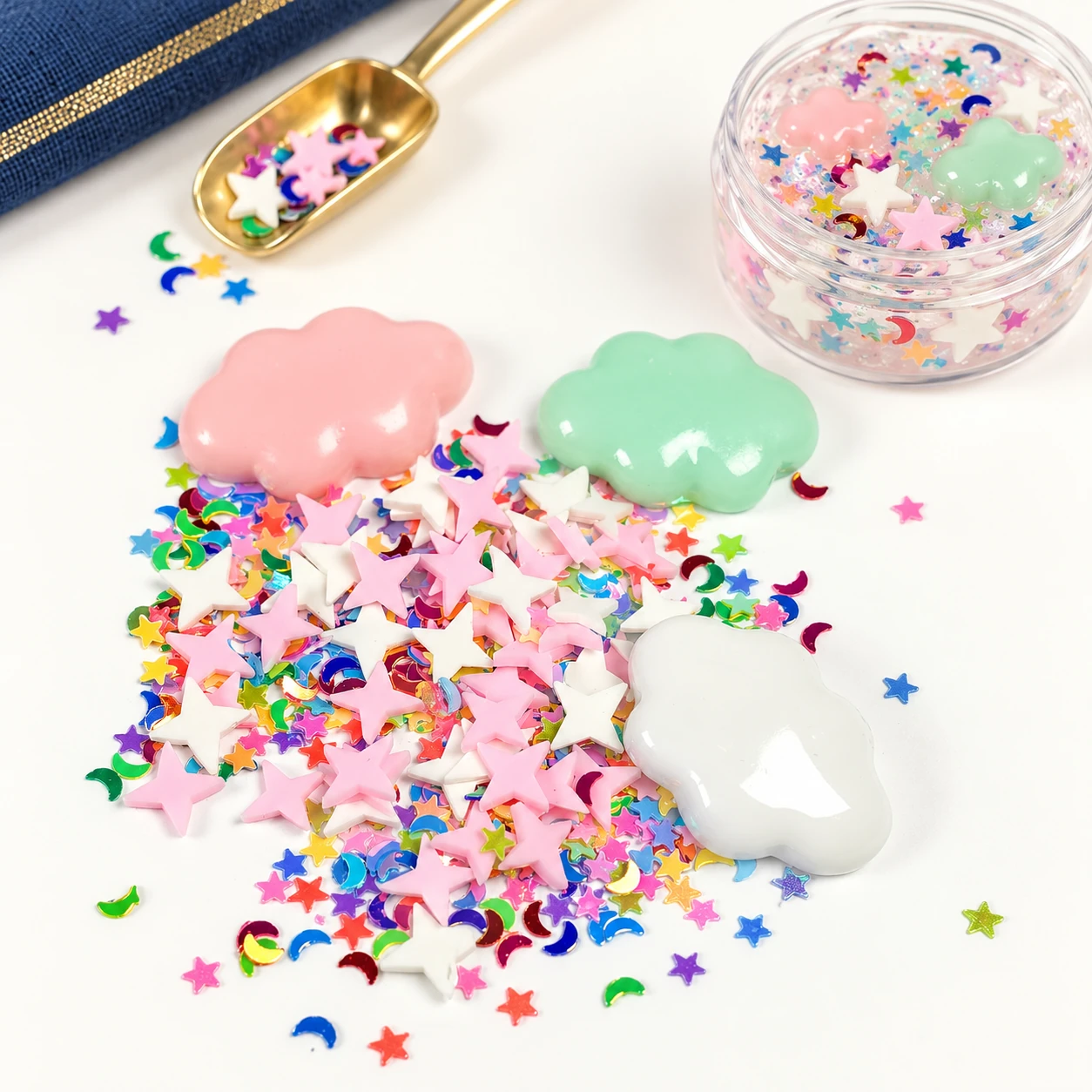 Pastel Cloud & Star Filler Mix in a slime-workspace concept, SLM002468