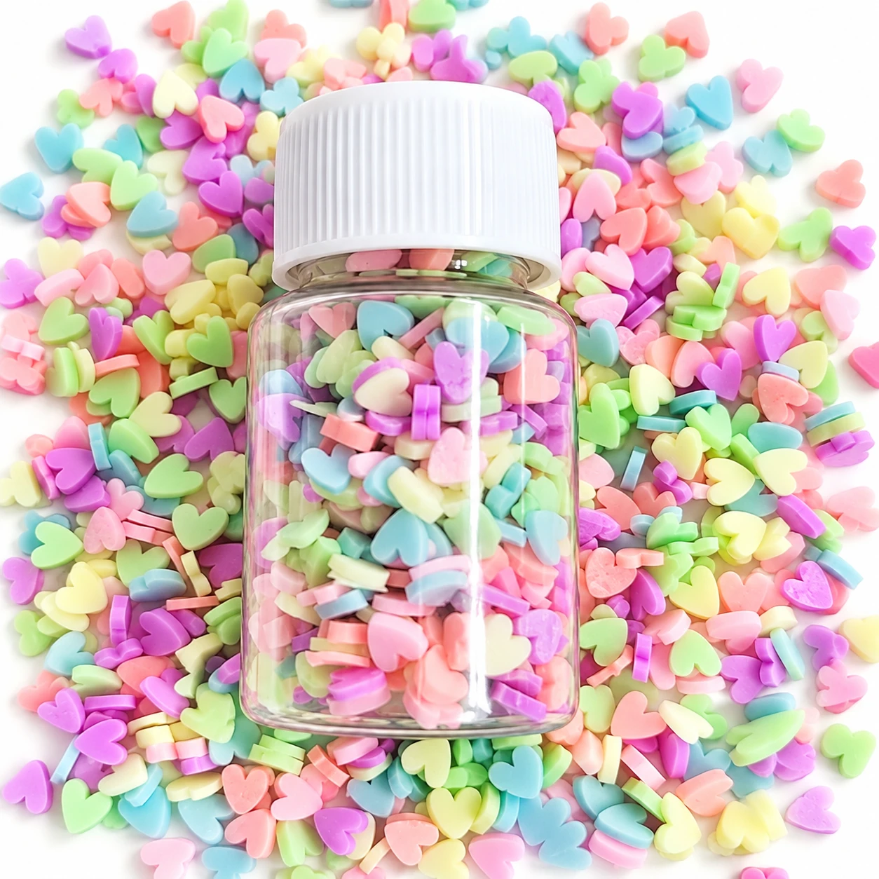 Detail visualization of pastel heart polymer clay slices, YX3906