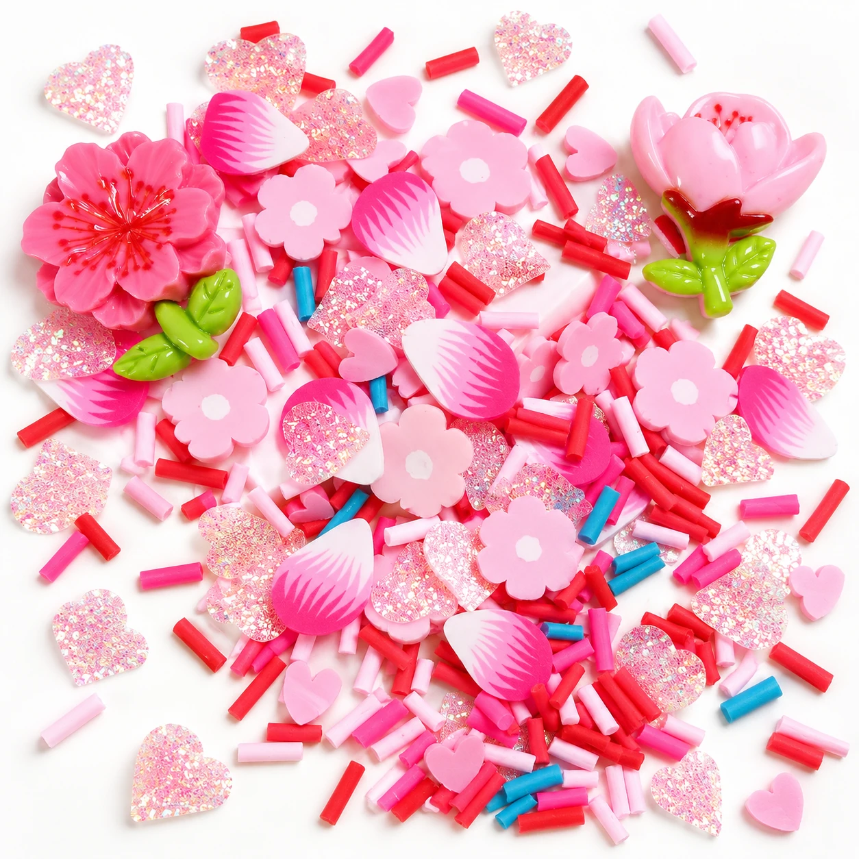 Detail visualization of pink flower & heart filler mix, SLM690