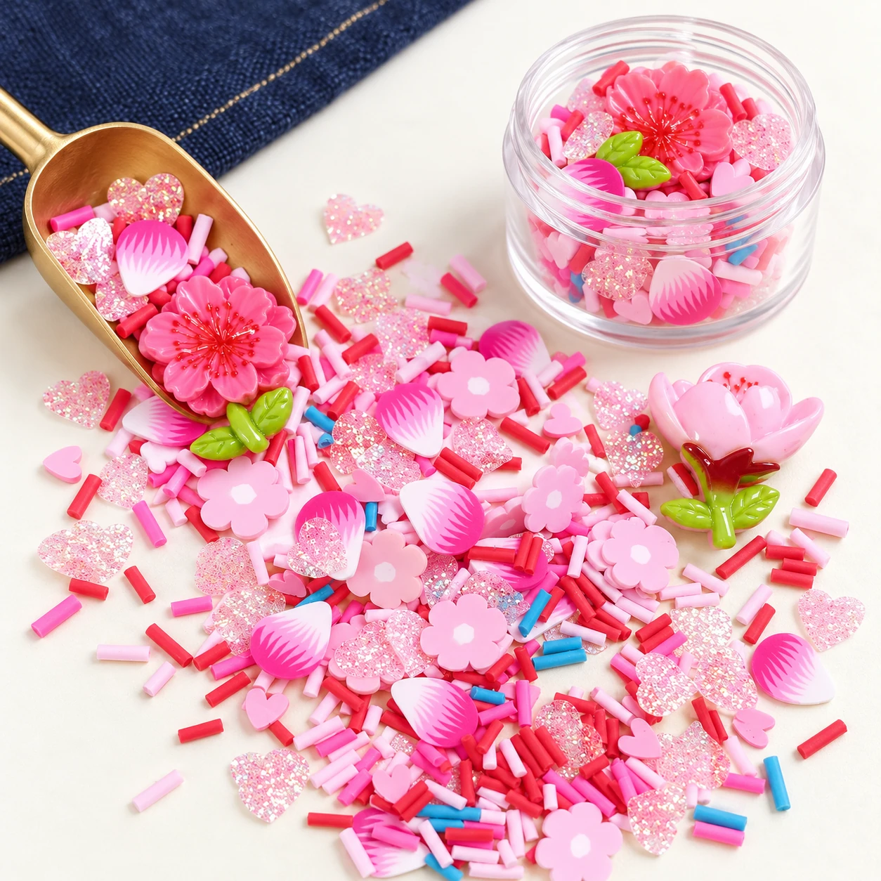 Pink Flower & Heart Filler Mix in a slime-workspace concept, SLM690