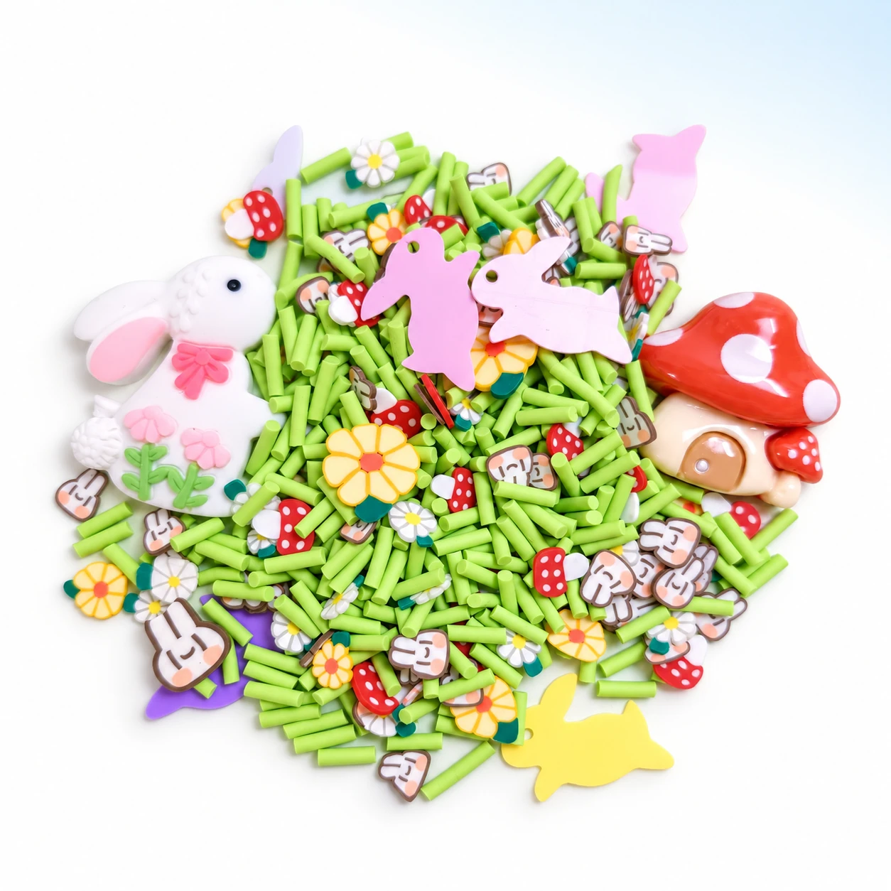 Rabbit & Mushroom Garden Filler Mix on a bright white studio background, SLM004231